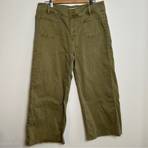 Mica Jeans Women's Size 32 High Rise‎ Waist Wide Leg Crop Denim Olive Green
